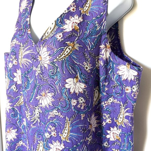 J-Jill Dresses & Skirts - J-Jill Dress Women's Linen Purple Flower Sleeveless Size L